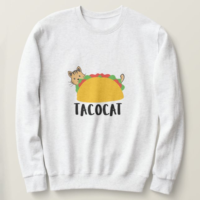 Cute Funny TacoCat Design Cat Lång Ärmad Tröja (Design framsida)