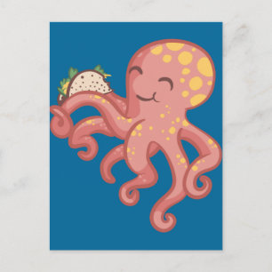 Cute Funny Tako Taco Octopus Vykort