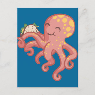 Cute Funny Tako Taco Octopus Vykort