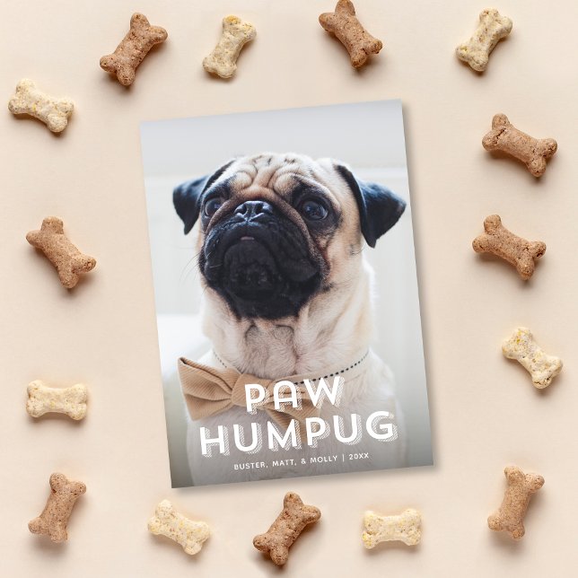 Cute Funny Tass Hum Pug Hund Pet Helgdag PhoCard Julkort (Skapare uppladdad)