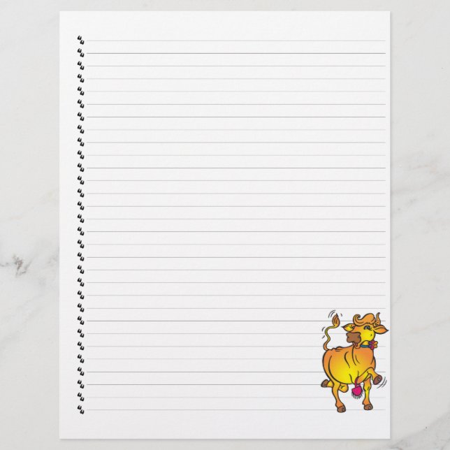Cute Funny Tecknad Cow Led Pet Letterhead (Framsida)