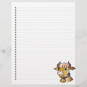 Cute Funny Tecknad Cow Led Pet Letterhead