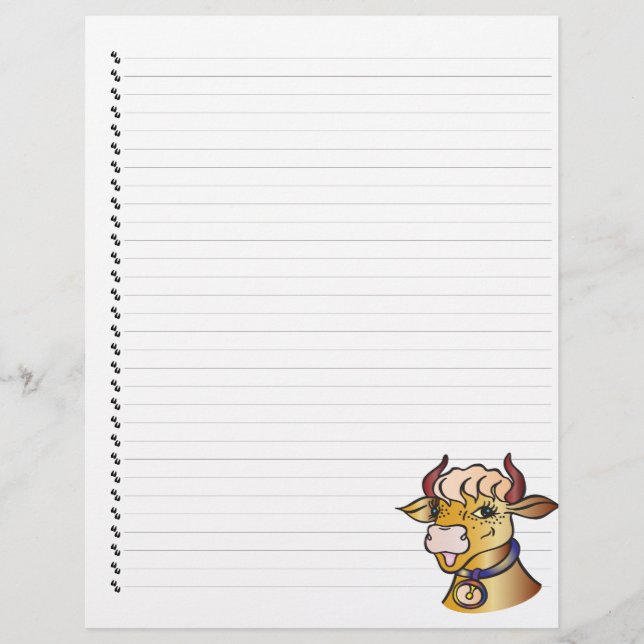 Cute Funny Tecknad Cow Led Pet Letterhead (Framsida)