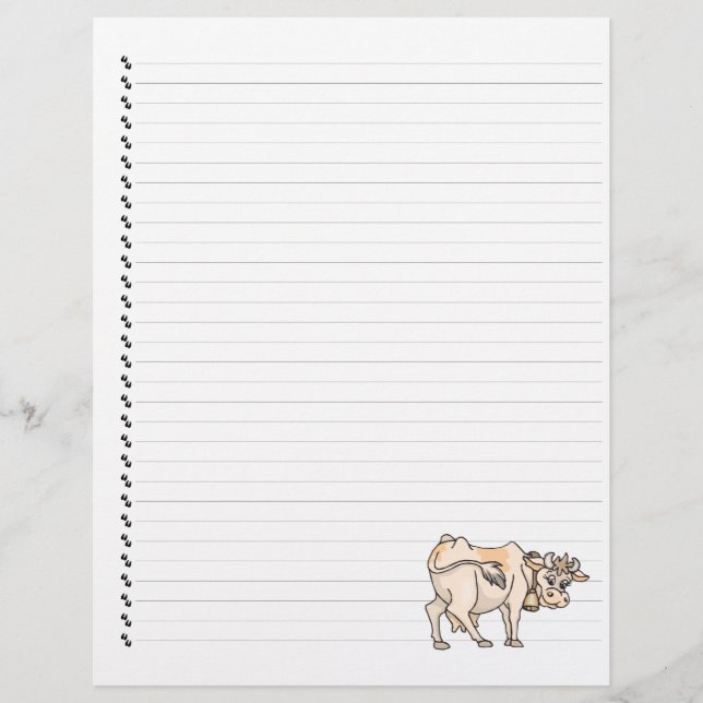 Cute Funny Tecknad Cow Led Pet Letterhead (Framsida)