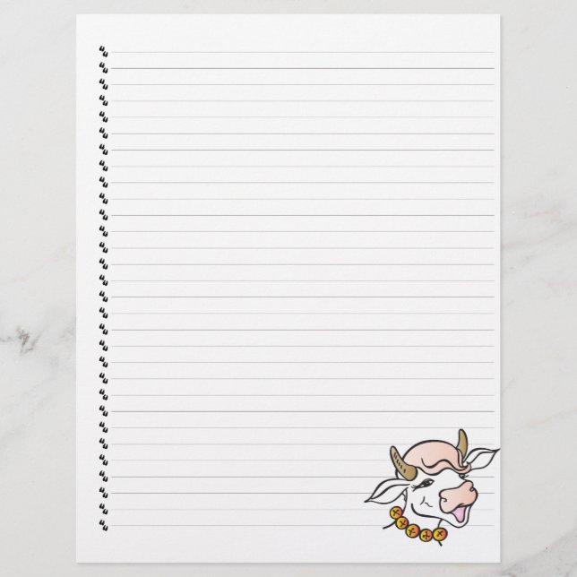 Cute Funny Tecknad Cow Led Pet Letterhead (Framsida)