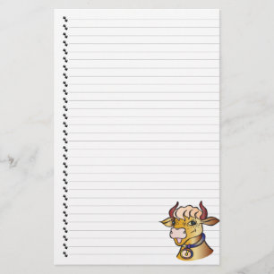 Cute Funny Tecknad Cow Linted Pet Stationery Brevpapper