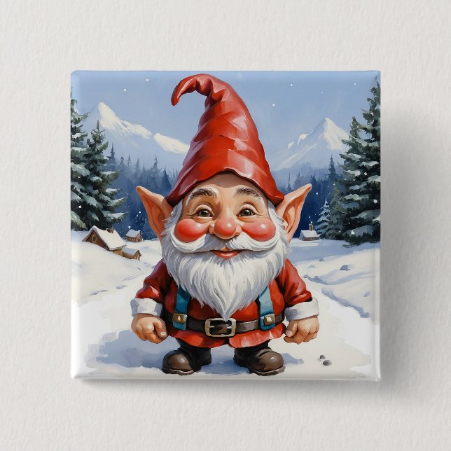 Cute Funny Tecknad God jul Gnome Knapp (Framsida)