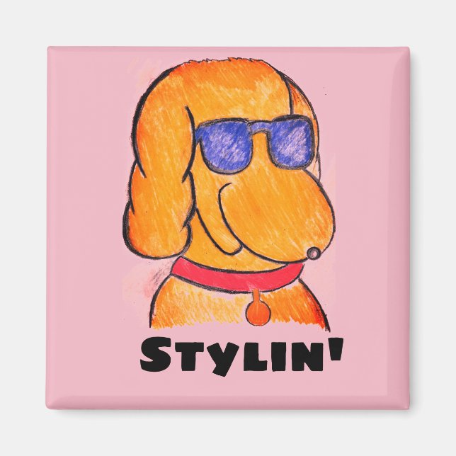 Cute Funny Tecknad hund Magnet (Framsidan)