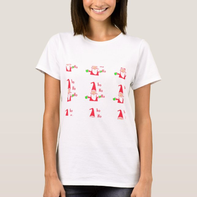Cute Funny Tecknad Mouse Santa Ho Ho T-Shirt (Framsida)