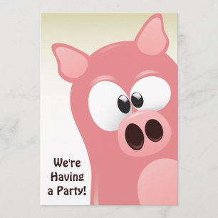 Cute Funny Tecknad Rosa Gris Birthday-inbjudan Inbjudningar