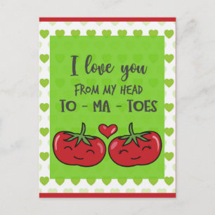 Cute Funny Tecknad Tomates I Kärlek You Vykort