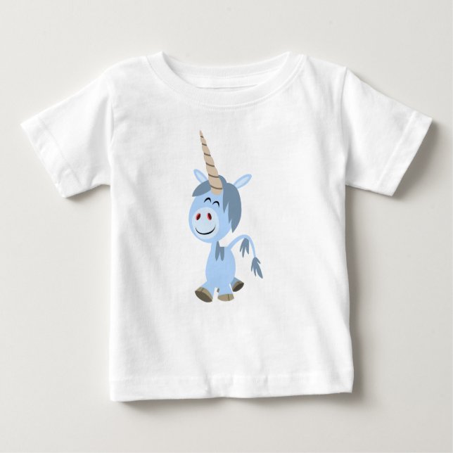 Cute Funny Tecknad Unicorn Baby T-Shirt (Framsida)
