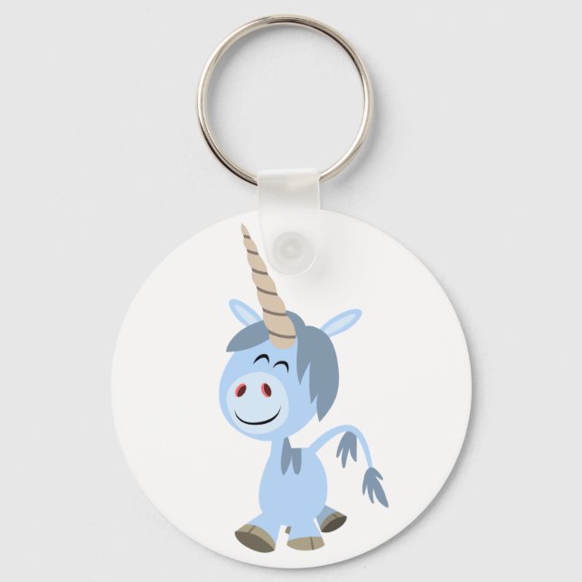 Cute Funny Tecknad Unicorn Keychain Nyckelring (Framsida)