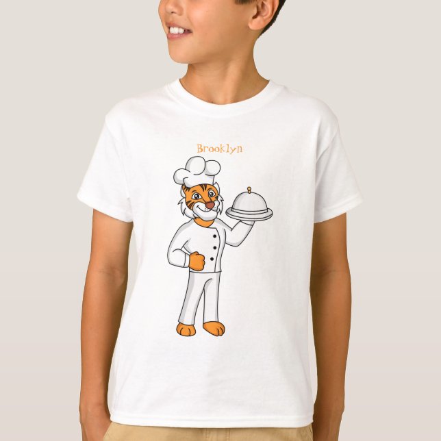 Cute funny tiger chef cartoon illustration t shirt (Framsida)