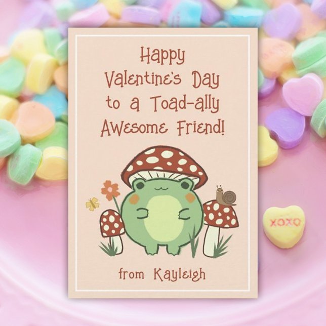 Cute Funny Toad-ally Fantastisk Classroom Valentin Anteckningskort (Skapare uppladdad)