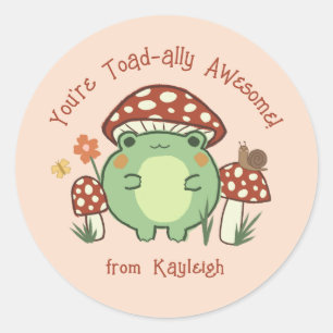 Cute Funny Toad-ally Fantastisk Classroom Valentin Runt Klistermärke