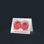 Cute Funny Tomato Pun Best Friend Grattis på födel Kort<br><div class="desc">Fira din bästa väns födelsedag med det här vackra och roliga tomattematkortet! Med två söta tomater med leende ansikte och den lekande pun "I kärlek du från mitt huvud tomater", är det här kortet säkert ett leende för din väns ansikte. Den sjudande, visuella designen och det trevliga färgen gör det...</div>