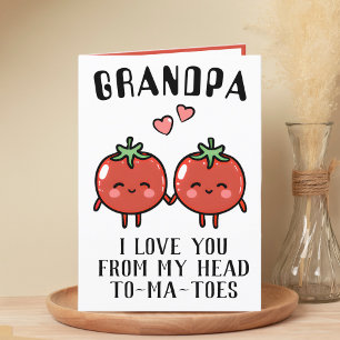 Cute Funny Tomato Pun Grandfather Grattis på födel Tack Kort