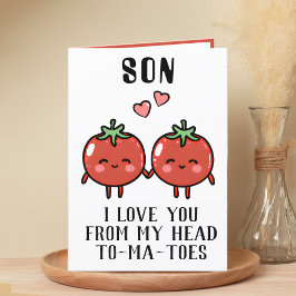 Cute Funny Tomato Pun Son Grattis på födelsedagen Tack Kort
