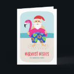 Cute Funny Tropical Beach Santa Bassäng Flyter Hel Helgkort<br><div class="desc">Det här fina helgdag-kortet har en hand plockade-tropisk tomt, med färgfulla simmor och en lysande flingo bassäng flyter! Bakgrunden omfattar sandstranden, hav och himmel. Enkel att anpassa med din egen text på kortets framsida och insida! Skicka leenden den här julsäsongen eller till jul i juli! *Artwork skapas uteslutande av Orabella...</div>