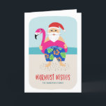Cute Funny Tropical Beach Santa Bassäng Flyter Hel Helgkort<br><div class="desc">Det här fina helgdag-kortet har en hand plockade-tropisk tomt, med färgfulla simmor och en lysande flingo bassäng flyter! Bakgrunden omfattar sandstranden, hav och himmel. Enkel att anpassa med din egen text på kortets framsida och insida! Skicka leenden den här julsäsongen eller till jul i juli! *Artwork skapas uteslutande av Orabella...</div>