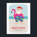 Cute Funny Tropical Beach Santa i juli Helg Vykort<br><div class="desc">Det här fina helgdag-vykortet har en hand plockade-tropisk tomt, med färgfulla simmor och en lysande flingo bassäng flyter! Bakgrunden omfattar havet och en sandstrand. Enkel att anpassa med din egen text på framsidan och baksidan! Skicka leenden den här julsäsongen eller till jul i juli! *Artwork skapas uteslutande av Orabella Prints...</div>