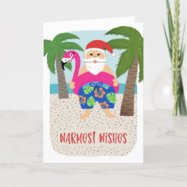 Cute Funny Tropical Santa i juli Helgkort