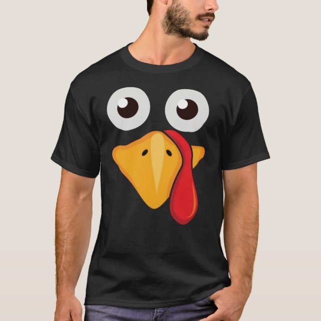 Cute Funny Turkey Ansikte Thanksgiving Gift Essent T Shirt (Framsida)