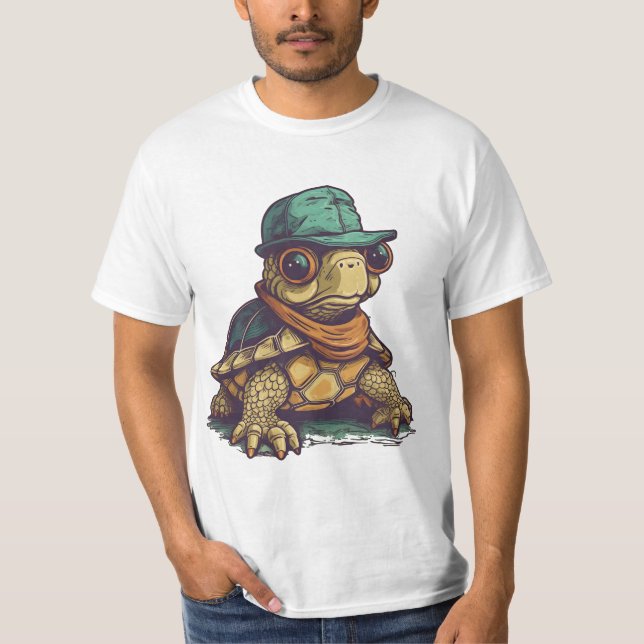Cute Funny Turtle Adsible Animal Graphic T Shirt (Framsida)