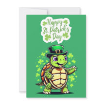 Cute Funny Turtle - Lycklig St patrick's day Card