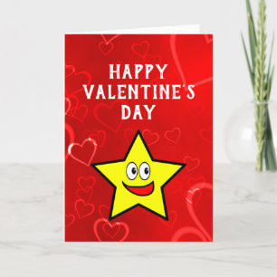 Cute Funny Valentine Day Hearts Guld Star Helgkort