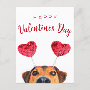 Cute Funny Valentine Day Hund Heart Headband Helg Vykort