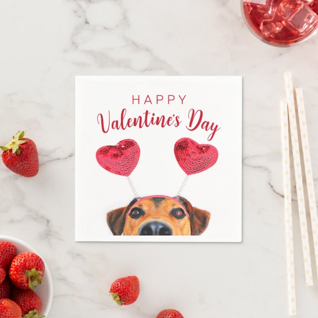 Cute Funny Valentine Day Hund Heart Headband Pappersservett (Insitu)