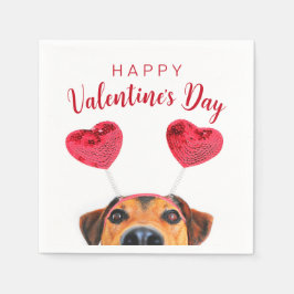 Cute Funny Valentine Day Hund Heart Headband Pappersservett