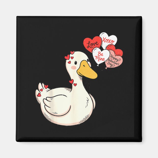 Cute Funny Valentine Silly Gooses Duck Love Matchi Magnet (Framsidan)