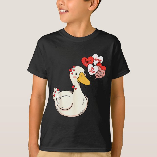 Cute Funny Valentine Silly Gooses Duck Love Matchi T Shirt (Framsida)
