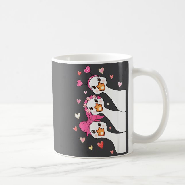 Cute Funny Valentine Silly Gooses Heart Love Match Kaffemugg (Höger)