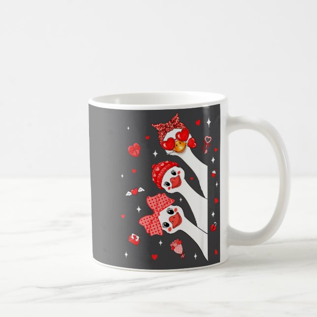 Cute Funny Valentine Silly Gooses Heart Love Match Kaffemugg (Höger)