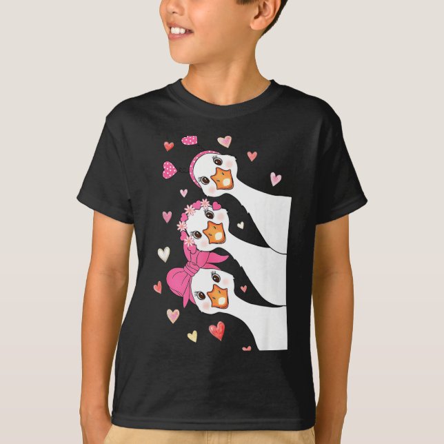 Cute Funny Valentine Silly Gooses Heart Love Match T Shirt (Framsida)