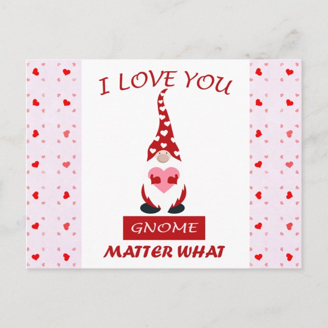 Cute Funny Valentines day Gnome Hearts Vykort (Framsida)