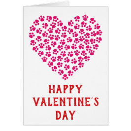 Cute Funny Valentines day Paw Skriv ut hjärta Hälsningskort