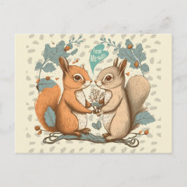 Cute Funny Vintage Squirrel Valentines day Vykort