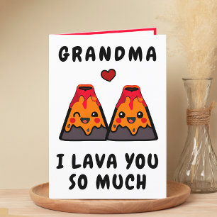 Cute Funny Volcano Lava Grandmor Grattis på födels Tack Kort