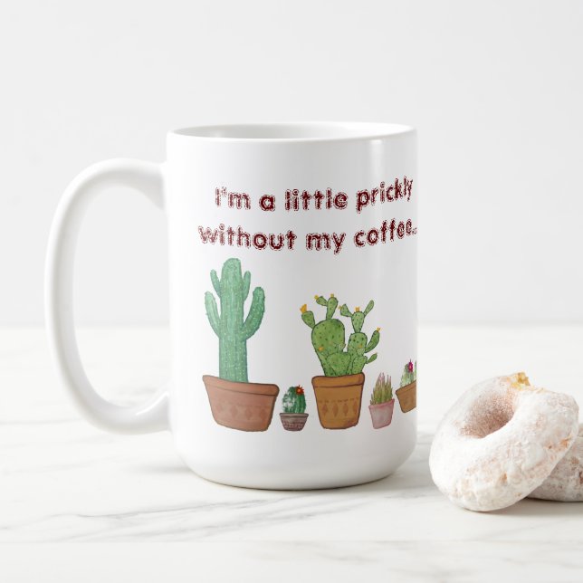 Cute Funny Watercolor Cactus Prickly utan min Kaffemugg (Med munk)