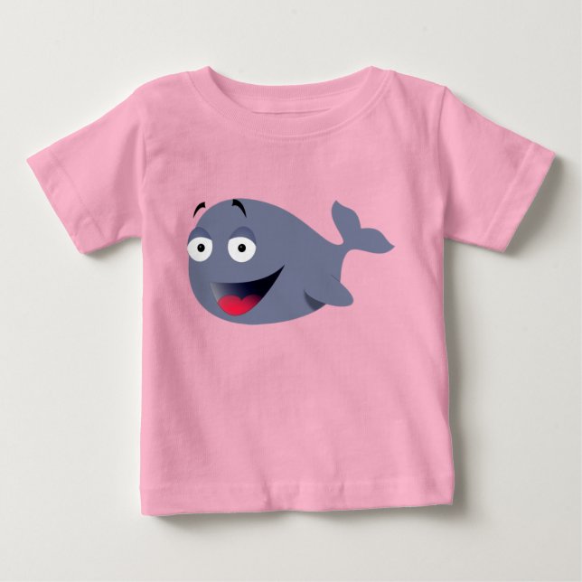 Cute Funny Whale Tecknad Teckning Tee (Framsida)