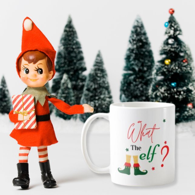 Cute Funny What ELF-jullagsmatchen Stuffer Kaffemugg (Skapare uppladdad)