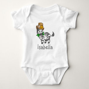 Cute Funny Wildlife Zebra Hat Blad Baby Namn T Shirt