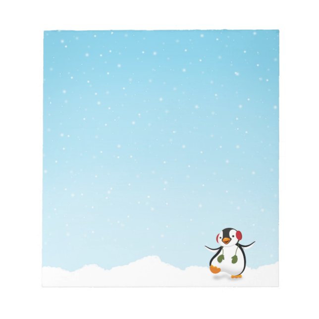 Cute Funny Winter Penguin Anteckningsblock (Framsida)