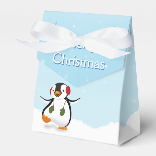 Cute Funny Winter Penguin Favor Box Presentaskar (Framsidan Sidan)