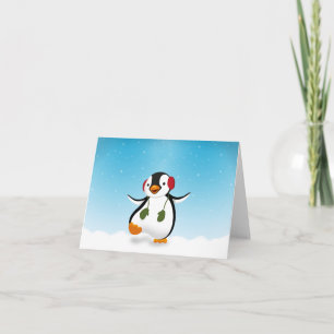 Cute Funny Winter Penguin Helgkort